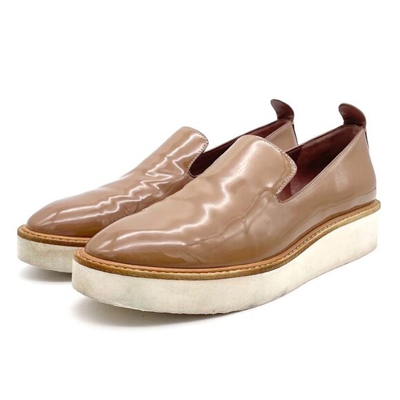Vince Sanders Patent Leather Platform Slip On Sneakers Taupe Antique Rose Size 6 - Picture 6 of 15
